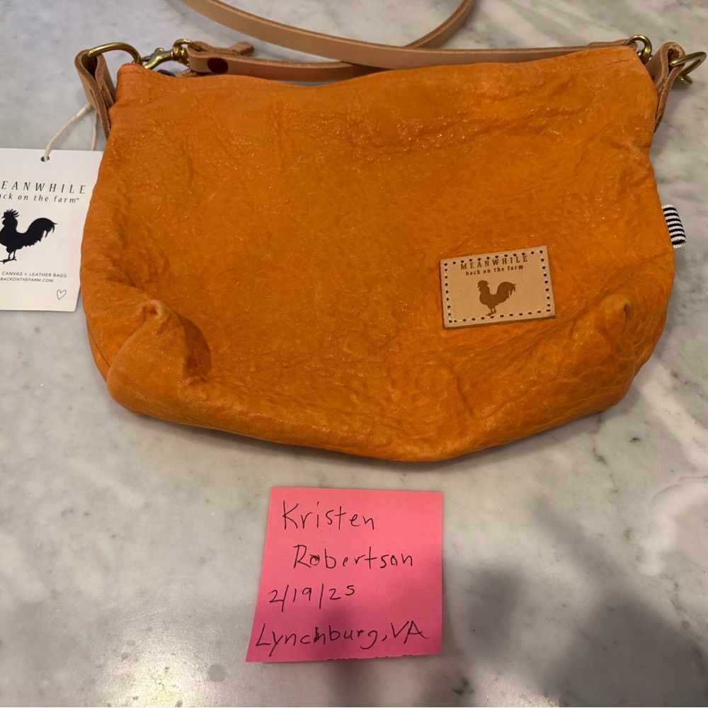 Meanwhile Back On The Farm Tangerine Leather Sling Bag